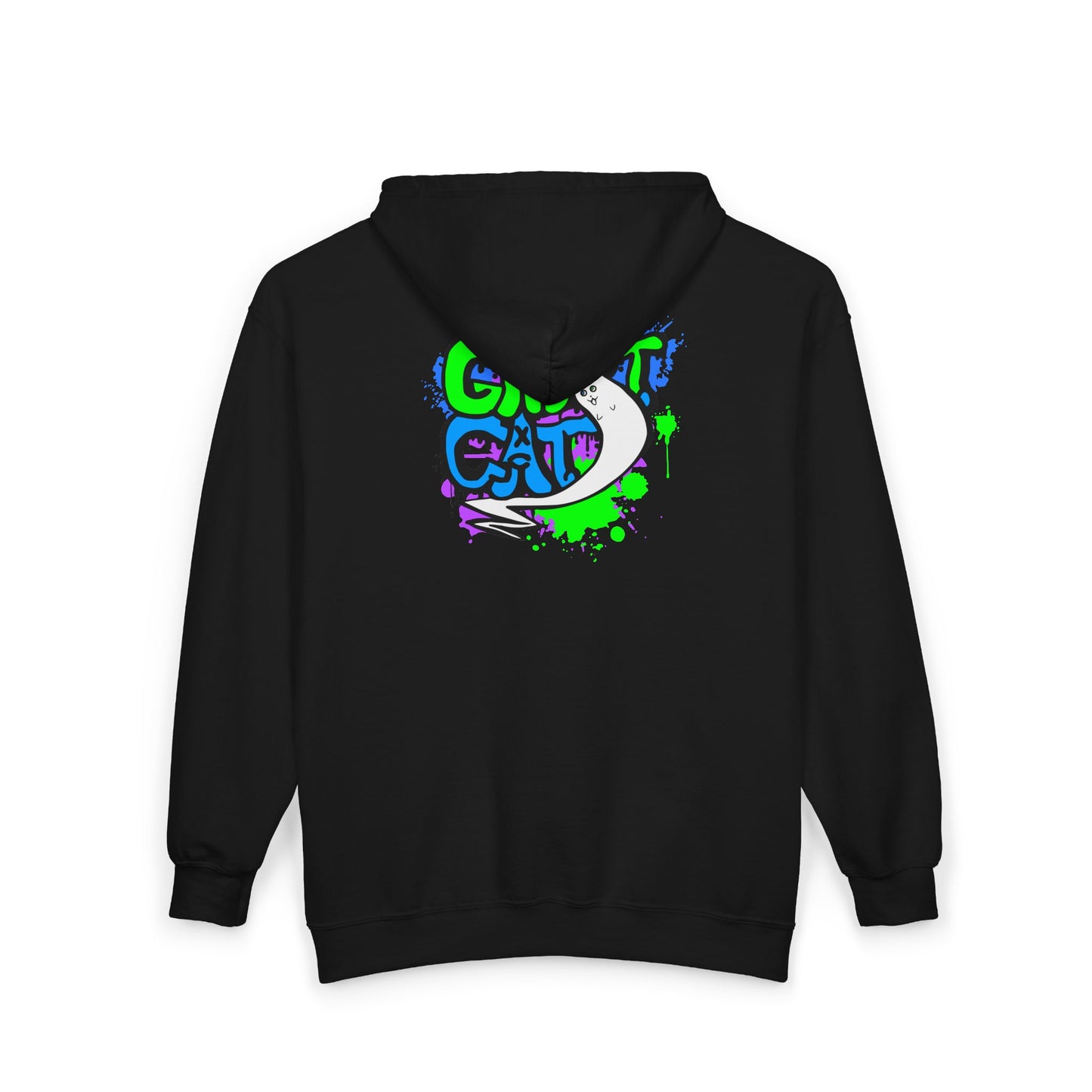 GhostCat Graffiti Zip-Up Hoodie (Adult Sizes)