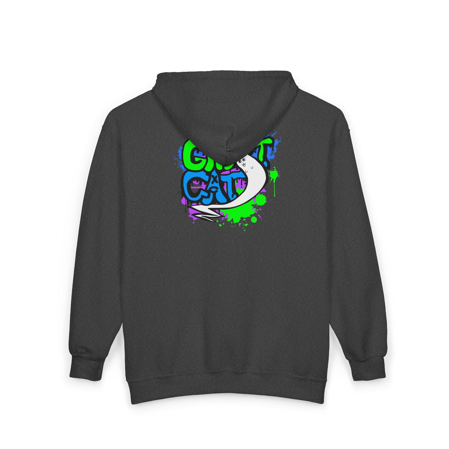 GhostCat Graffiti Zip-Up Hoodie (Adult Sizes)