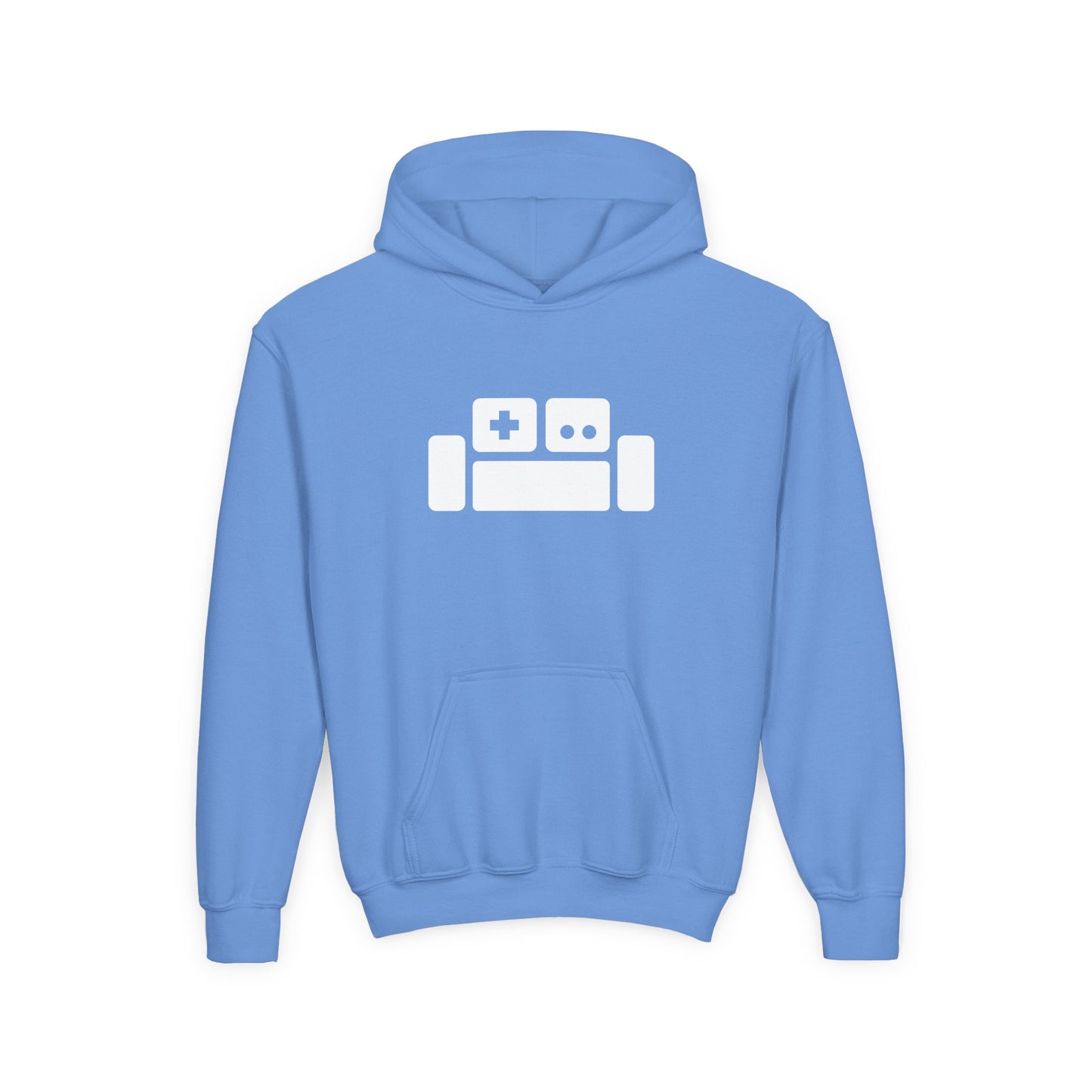 Basement Logo Kids Hoodie (white couch)