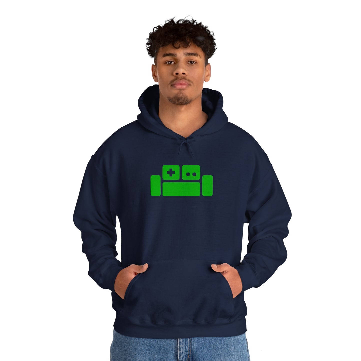 Basement Logo Adult Unisex Hoodie (green couch)