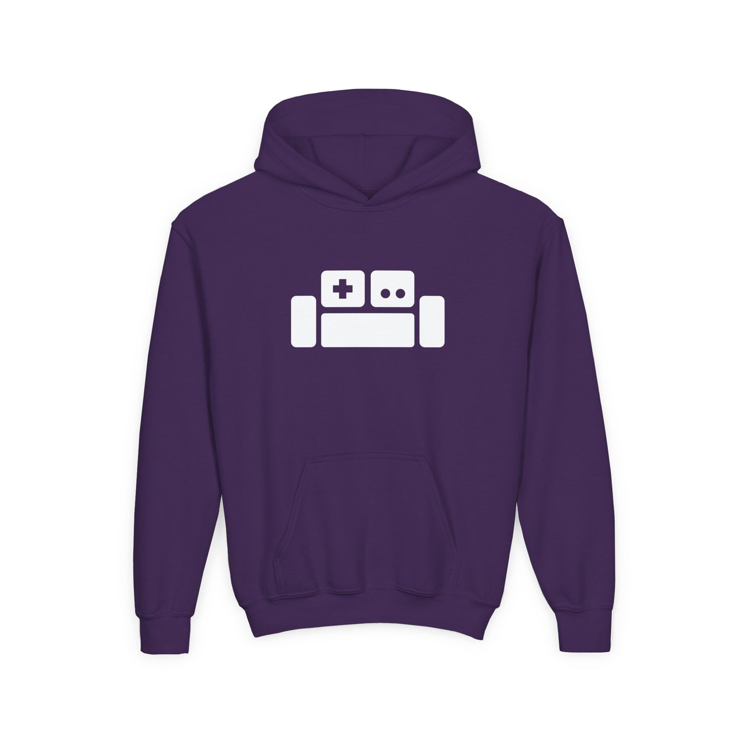 Basement Logo Kids Hoodie (white couch)