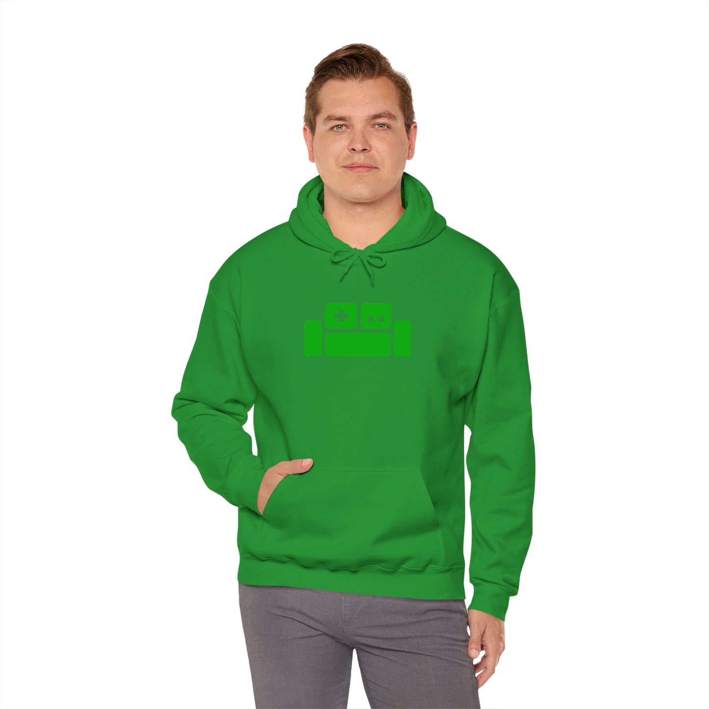 Basement Logo Adult Unisex Hoodie (green couch)
